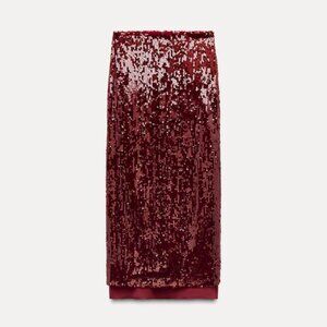 NWT ZARA SEQUIN MIDI SKIRT M